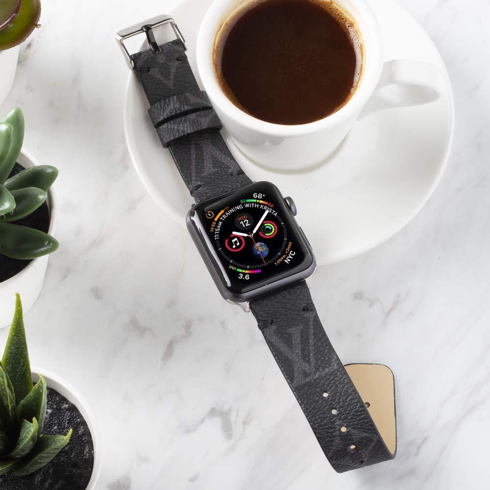 Upcycled LV Classic Logo Apple Watch Band - Graphite