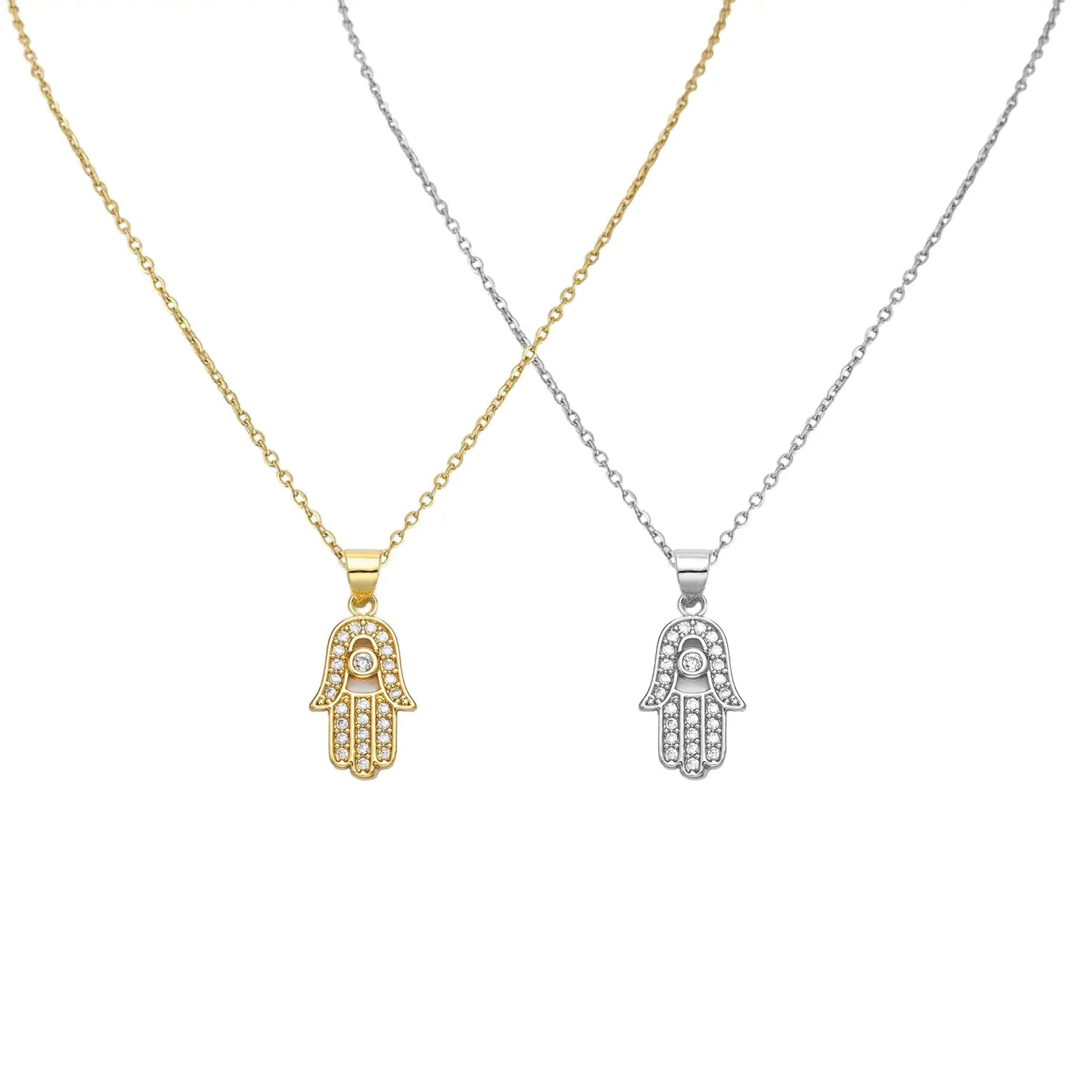 Hamsa Hand Evil Eye Charm Necklace