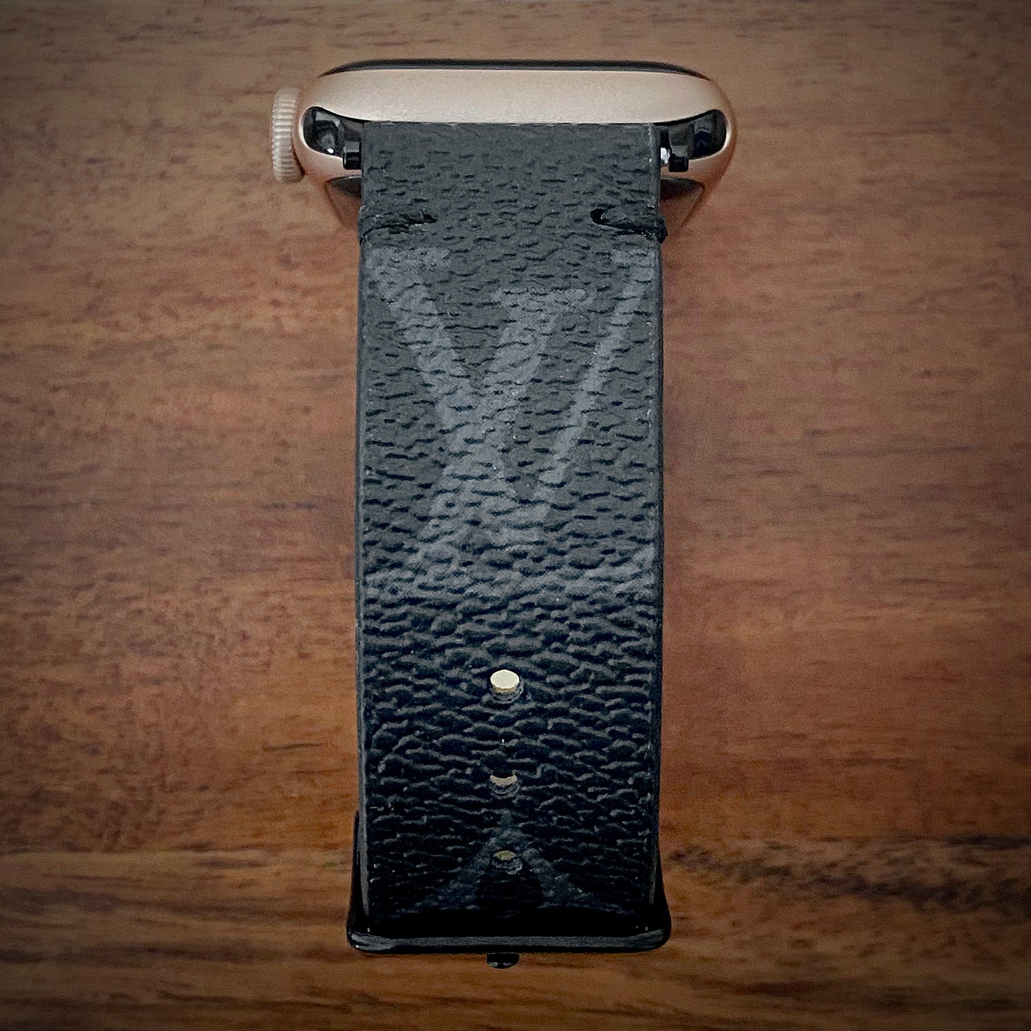 Upcycled LV Classic Logo Apple Watch Band - Graphite