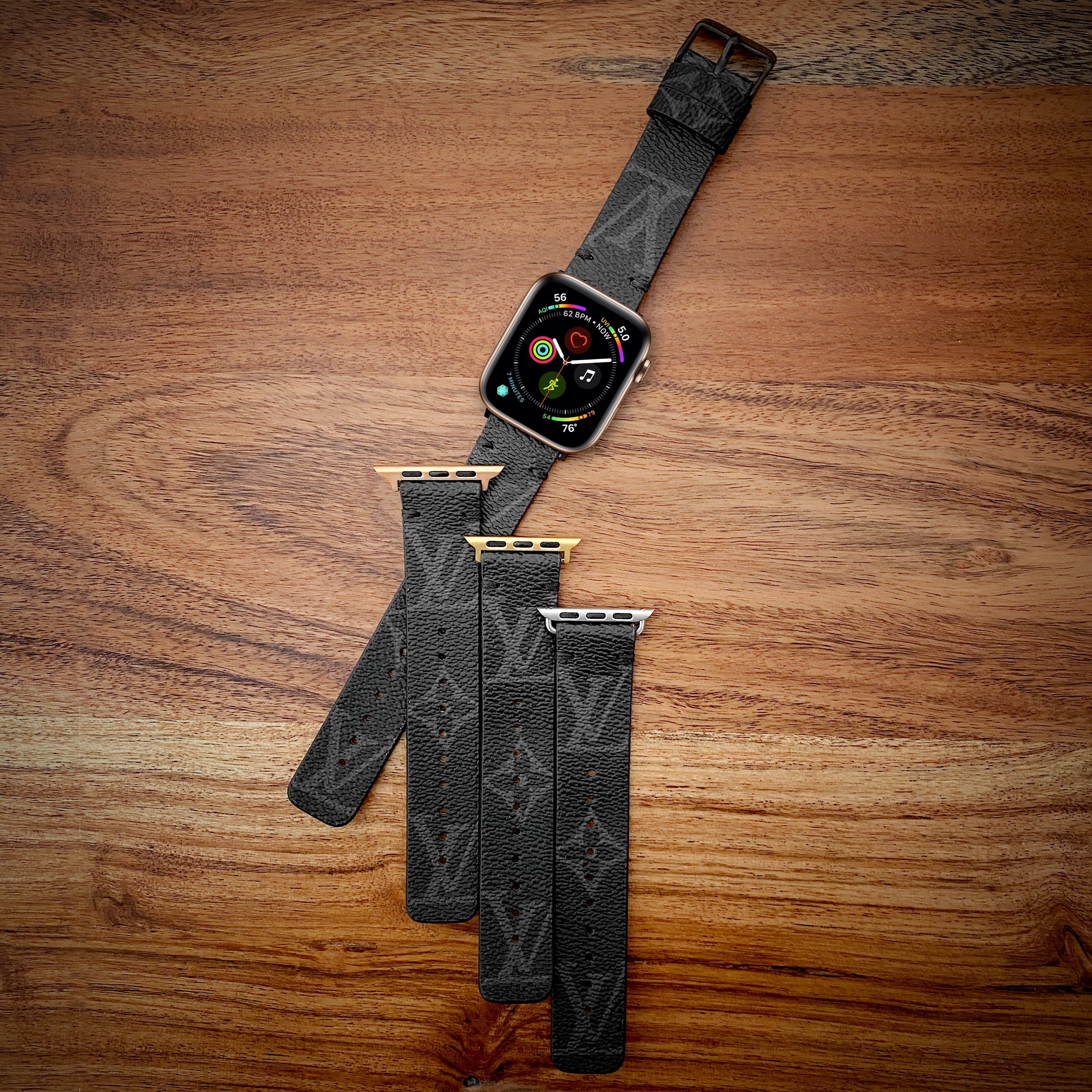 Upcycled LV Classic Logo Apple Watch Band - Graphite