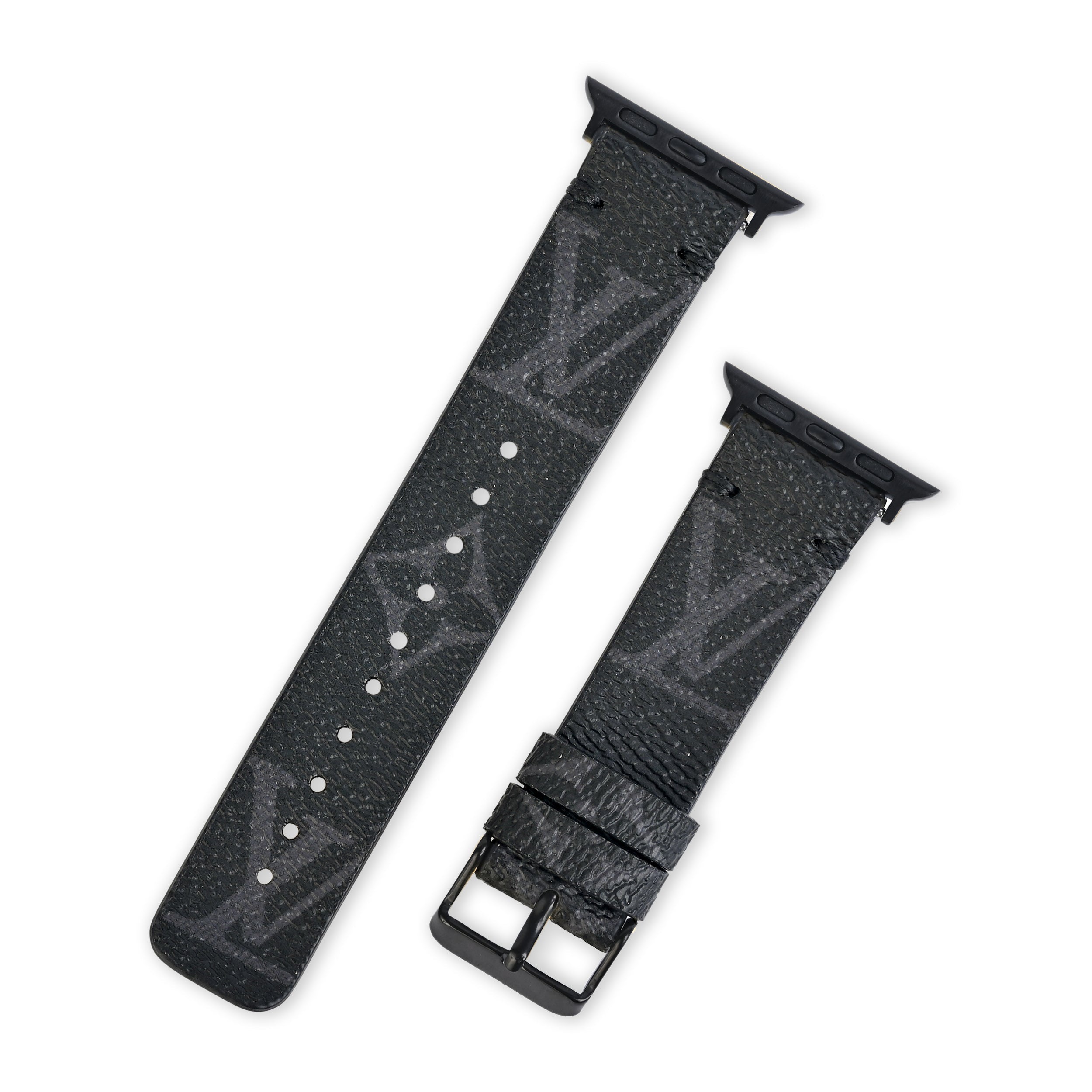 Upcycled LV Classic Logo Apple Watch Band - Graphite