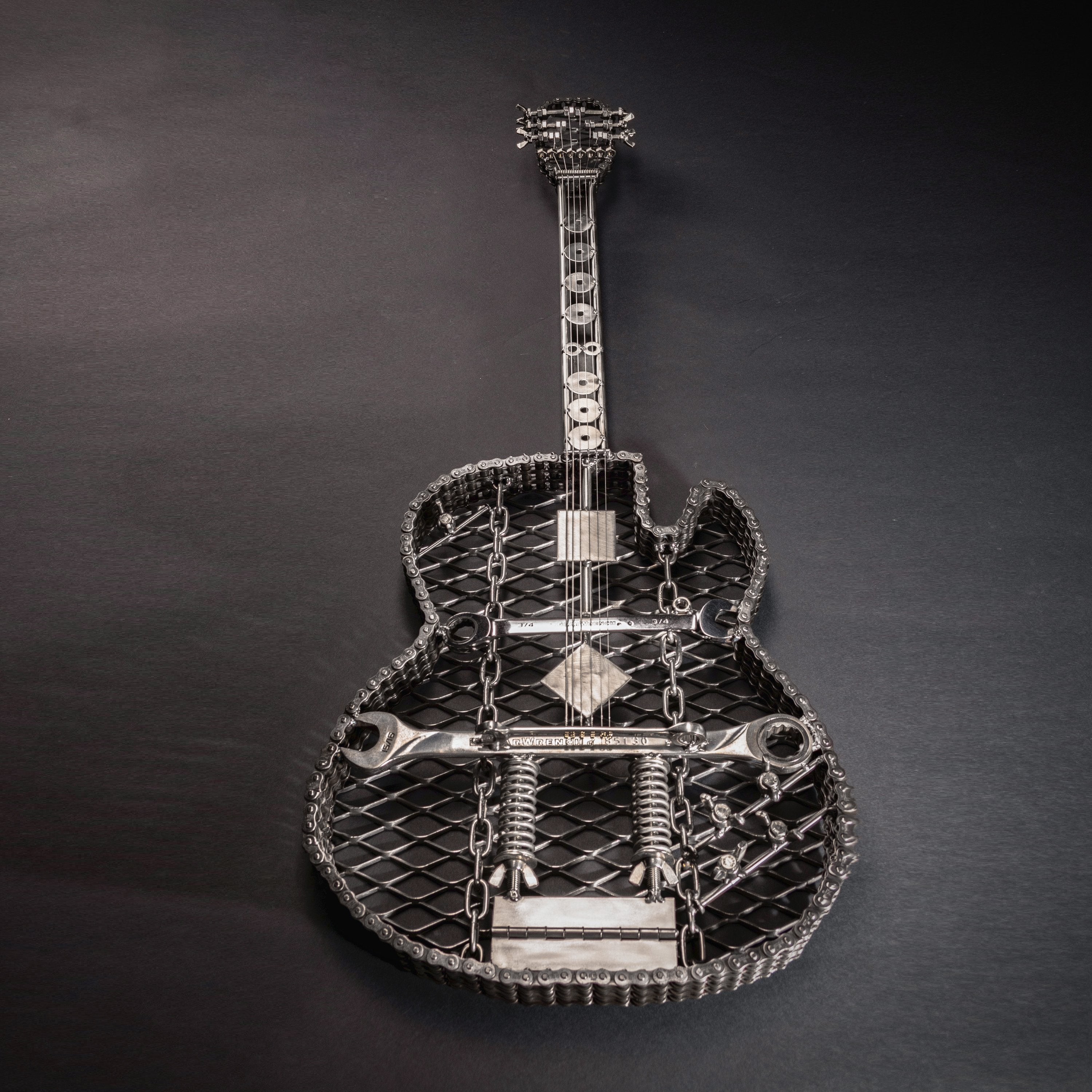 Classic Metal Guitar Sculpture